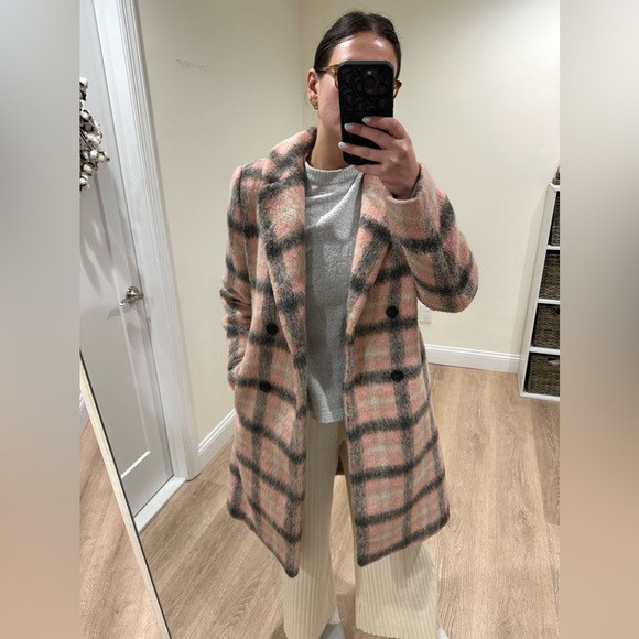 Like New Loft Plaid Double Breasted Pea Coat Jacket - Picture 2 of 8